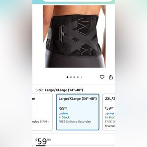 New Black Compression Back Support Belt size L